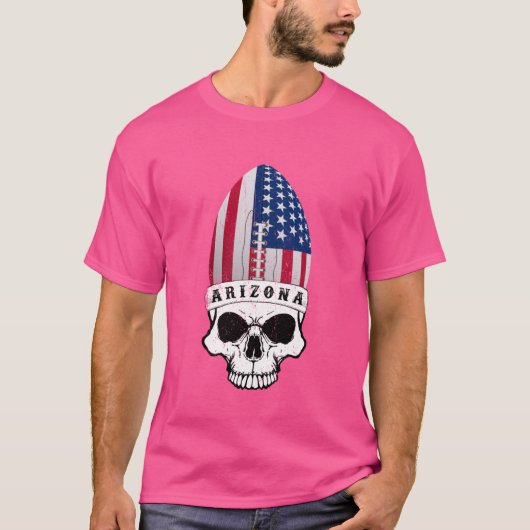 Arizona Skull 4th of July Patriotic ShortSleeve Un Tシャツ (正面)