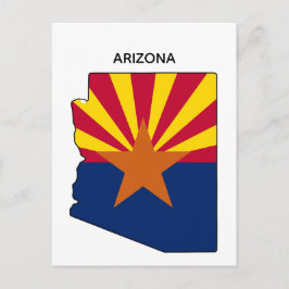 Arizona State Map State Flag ポストカード