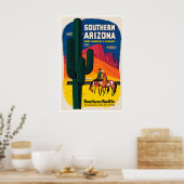 Arizona Travel Poster Southern Pacific Art Cowboy ポスター (キッチン)
