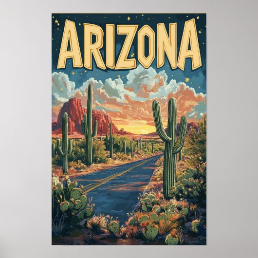 Arizona USA Vintage Illustration Travel ポスター (正面)