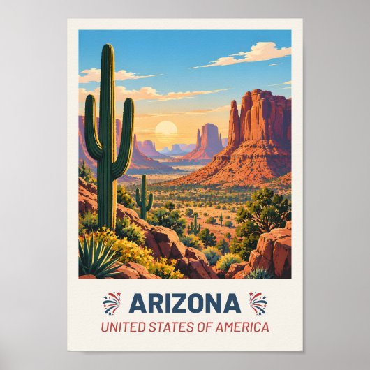 Arizona USA – Vintage Travel Poster ポスター (正面)