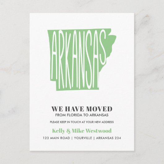 ARKANSAS新しいアドレスを移動したNew Home ポストカード (正面)