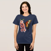 Arkansas Diana Fritillary Butterfly And Apple Blos トライブレンドＴシャツ (正面全面)