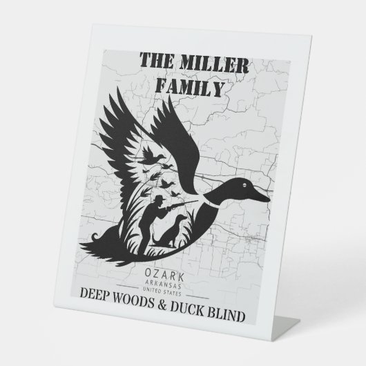 Arkansas Duck Hunting Cabin Decor Personalised 台座サイン (正面)