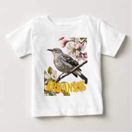Arkansas Northern Mockingbird Surrounded by Apple  ベビーTシャツ