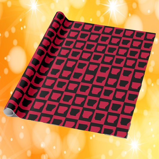 Arkansas Red and Black Checker Pattern ラッピングペーパー