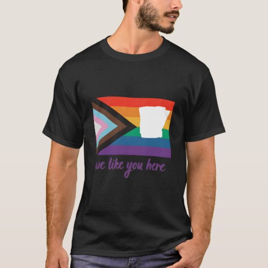 Arkansas- We Like You Here- Progress Pride Flag Tシャツ (正面)