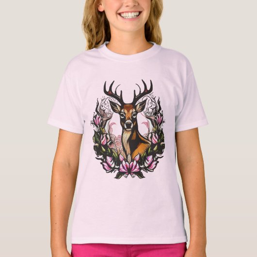 Arkansas White-tailed Deer With Apple Blossom Tシャツ (正面)