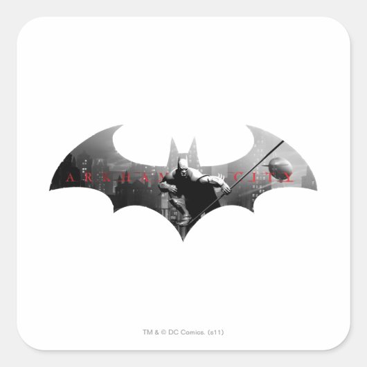 Arkham City Bat Symbol スクエアシール (正面)