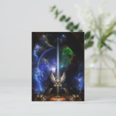 Arkledious Spのフラクタルの芸術の天使の翼の剣 ポストカード (スタンド正面)