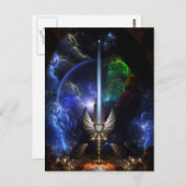 Arkledious Spのフラクタルの芸術の天使の翼の剣 ポストカード (正面/裏面)