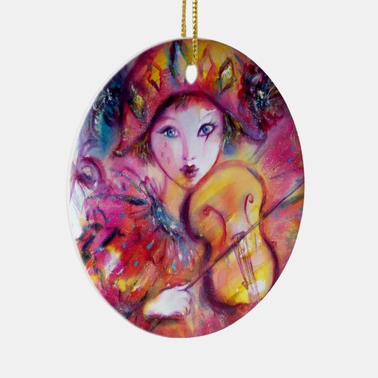 ARLECCHINOおよびCOLOMBINAのピンクの赤 セラミックオーナメント (右)