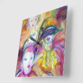 ARLECCHINOピエロおよびCOLOMBINA スクエア壁時計 (傾斜)