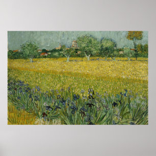 Arles Poster近くの花畑 ポスター