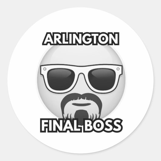 Arlington Final Boss Cool Emoji Sticker ラウンドシール (正面)