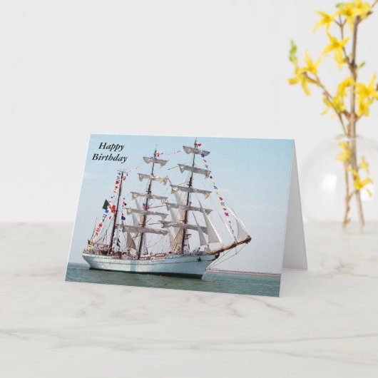 ARMクアウテモックメキシコ海軍トールシップ誕生日 カード (黄色い花)