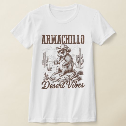 Armachillo Cowboy Armadillo Desert Vibes Funny Tシャツ (レイダウン)
