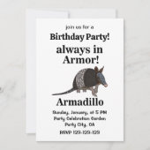 Armadillo Animal Funny Birthday Party 招待状 (正面)