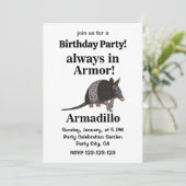 Armadillo Animal Funny Birthday Party 招待状 (スタンド正面)