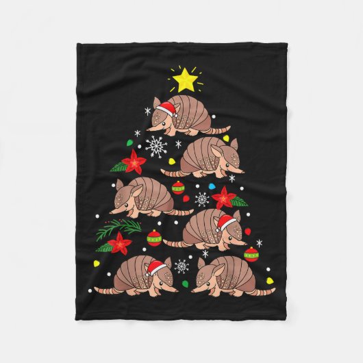 Armadillo Christmas Ornament Tree Funny Zookeeper  フリースブランケット (正面)