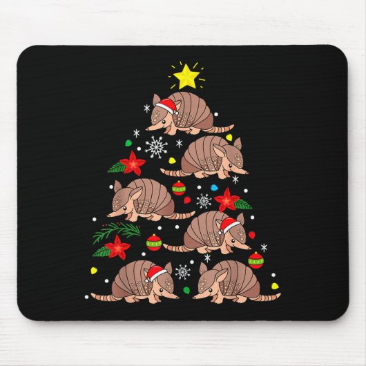 Armadillo Christmas Ornament Tree Funny Zookeeper  マウスパッド (正面)