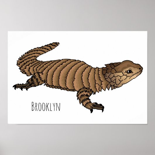 Armadillo girdled lizard cartoon illustration  ポスター (正面)