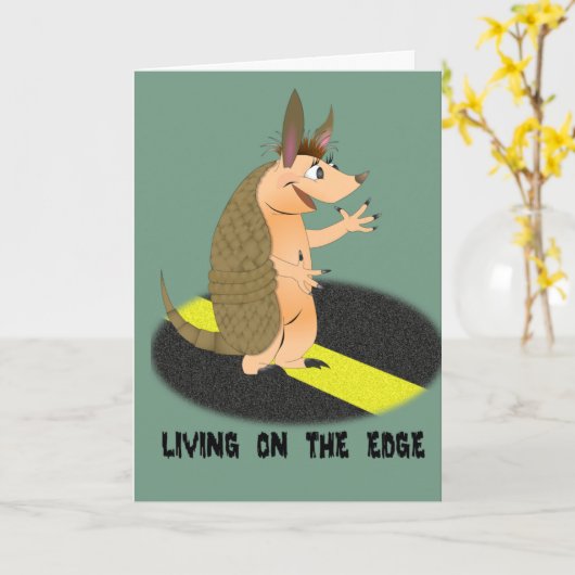 Armadillo Living on the Edge Greeting Card カード (黄色い花)