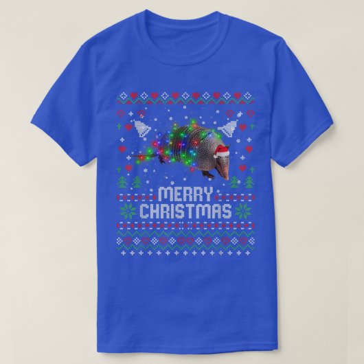Armadillo Santa Hat Animal Christmas Tree Lights H Tシャツ (デザイン正面)
