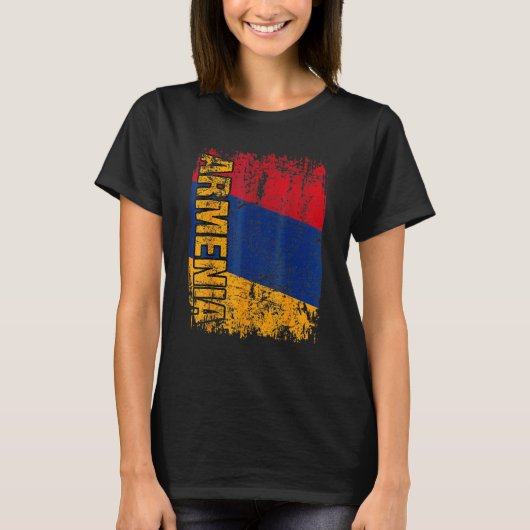 ARMENIA Big Flag Vintage Distressed ARMENIA Tシャツ (正面)