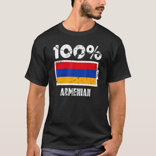 Armenia Flag Support 100 Armenian Battery Power Tシャツ (正面)