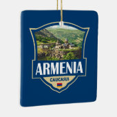 Armenia Illustration Retro Badge セラミックオーナメント (右)