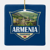 Armenia Illustration Retro Badge セラミックオーナメント (裏面)