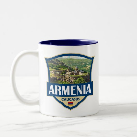 Armenia Illustration Retro Badge ツートーンマグカップ (左)