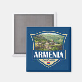 Armenia Illustration Retro Badge マグネット (正面/裏面)
