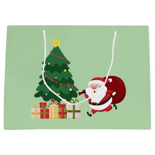 Armenian Happy New Year Cute Santa Gift Bag ラージペーパーバッグ (正面)