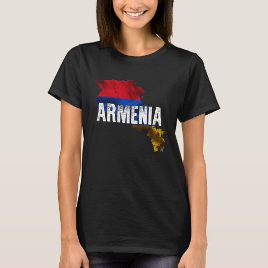 Armenian Map and Flag Souvenir  Distressed Armenia Tシャツ (正面)