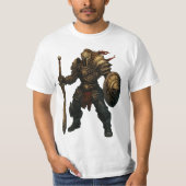 Armored Knight with Sword and Skull Shield Tシャツ (正面)
