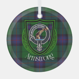 Armstrong Scottish Clan Tartan & Crest ガラスオーナメント