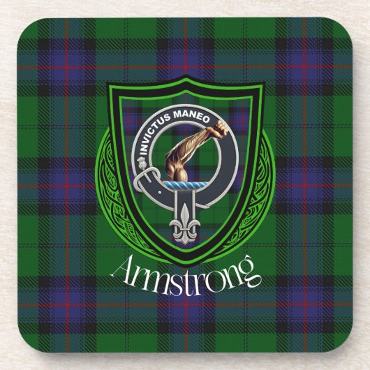 Armstrong Scottish Clan Tartan & Crest コースター (正面)
