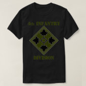 Army 4th Infantry Division Subdued Unit Patch Grun Tシャツ (デザイン正面)