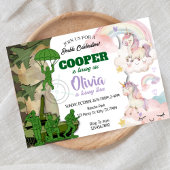 Army and Unicorn Birthday Invitation | Boy & Girl  招待状