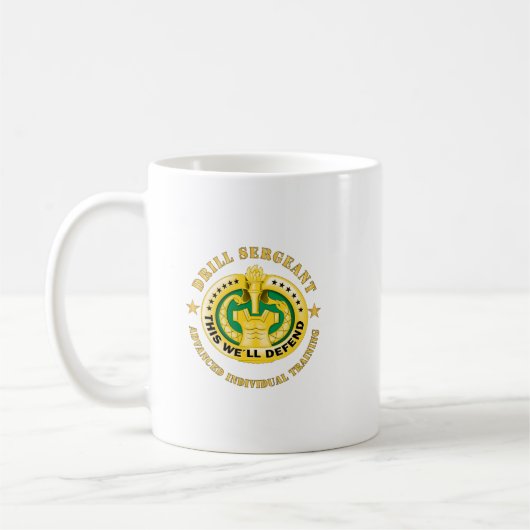 Army - Drill Sgt Badge - Advanced Individual Train コーヒーマグカップ (左)