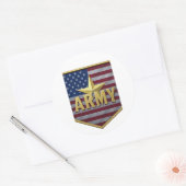 Army Flag Shield Sticker ラウンドシール (封筒)