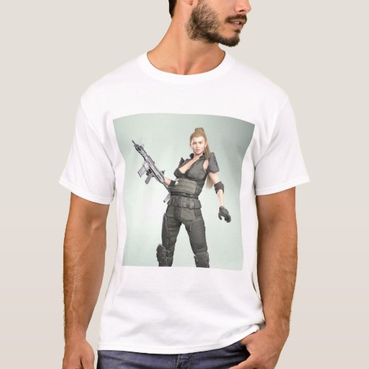 Army Girl 4 - アートプリント Tシャツ (正面)
