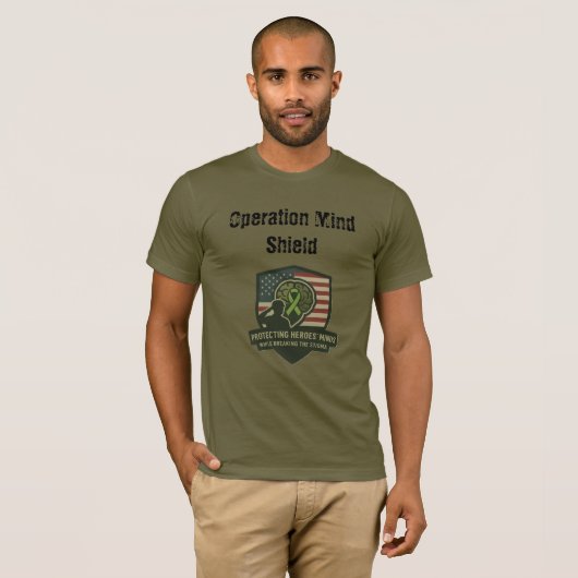 Army Green Operation Mind Shield Logo Tee Tシャツ (正面フル)