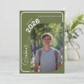 Army Green Simple Two Photo Graduation Party 招待状 (スタンド正面)