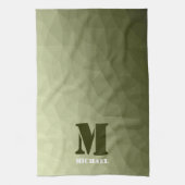 Army light green geometric mesh pattern Monogram キッチンタオル (縦)