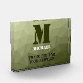 Army light green geometric mesh pattern Monogram フォトブロック (左)