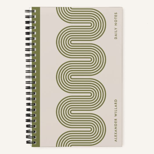 Army Lombard Wavy Lines Modern Custom Notebook ノートブック (正面)