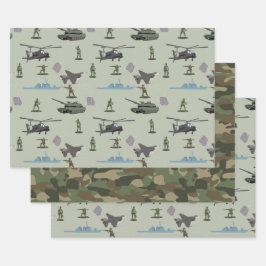 Army Military Camouflage Green Camo Birthday ラッピングペーパーシート